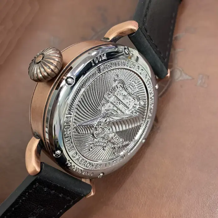 Montre pour homme 45 mm vintage antique couleur or rose titane noir bleu vert armée cuir mat