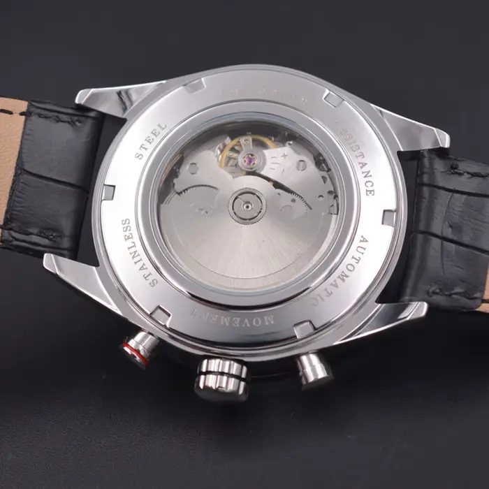 Montre mécanique automatique en cuir pour homme