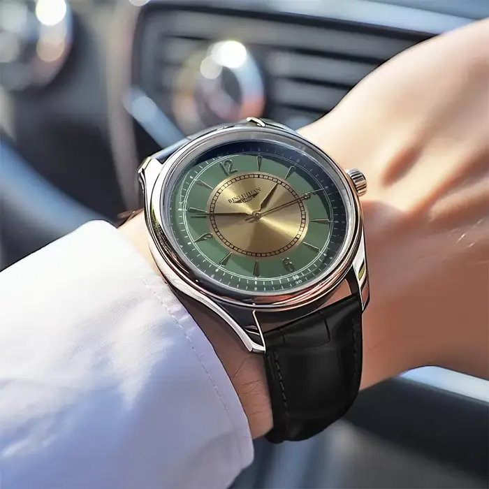 Montre-bracelet élégante pour homme à quartz en cuir bronze résistante à l'eau pour occasions professionnelles et sportives légères