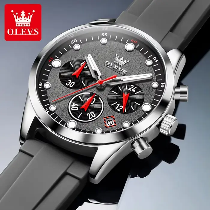 OLEVS 5602 montre de luxe pour hommes bracelet en Silicone étanche chronographe lumineux classique homme