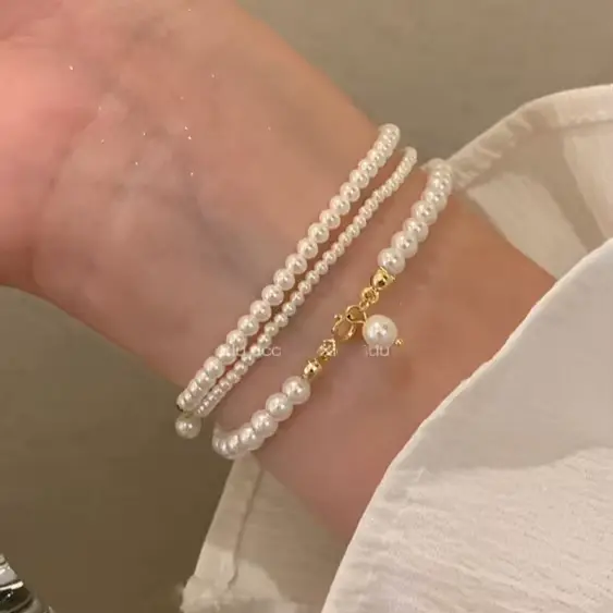 Bracelets à breloques en perles dorées pour femmes