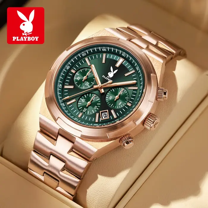 PLAYBOY 3111 – montres mécaniques multifonctions pour hommes, marque de luxe, étanches, en acier ino