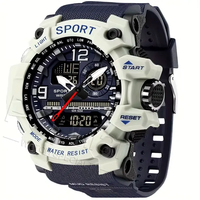 Montre de sport universelle à double affichage 2100, pour hommes et femmes, double affichage LED, fo