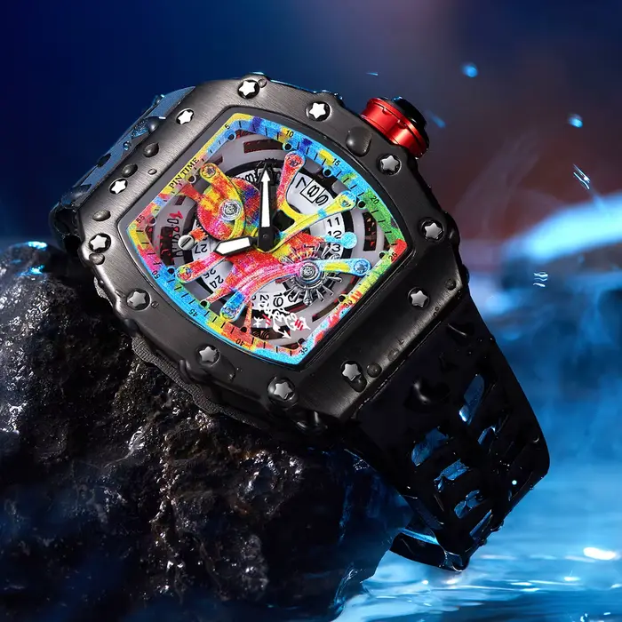 Montre de luxe pour hommes Tonneau mode