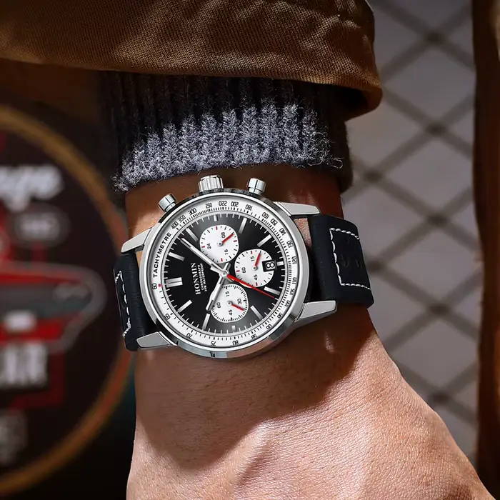 HONMIN homme montre de luxe de haute qualité étanche chronographe lumineux