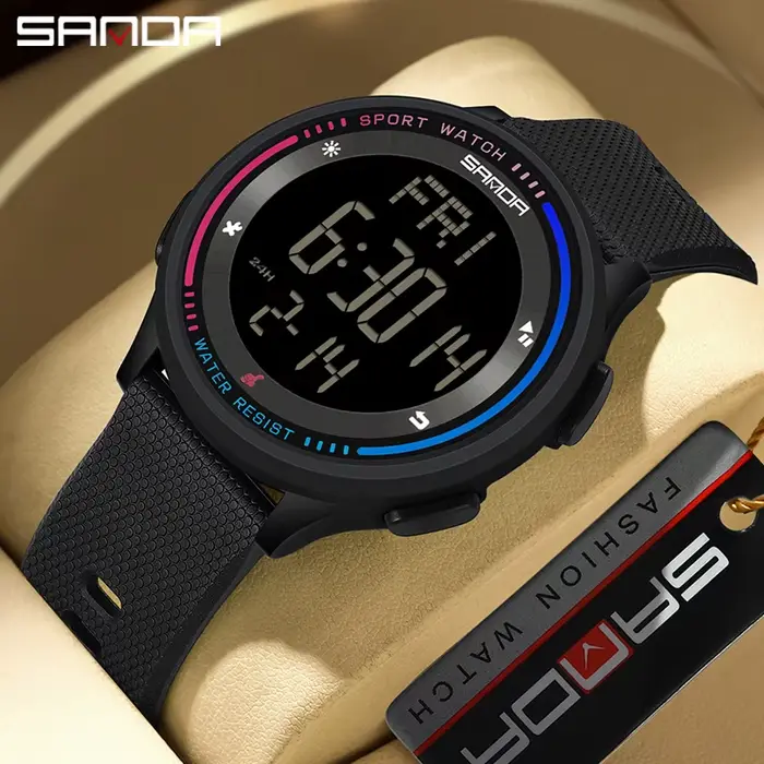 SANDA 6158 étudiant mouvement numérique adolescent garçon fille montre horloge à la mode étanche Sport