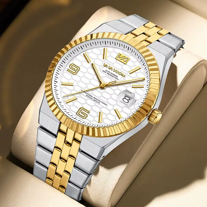 2025 nouvelles montres pour hommes lumière de luxe à la mode étanche calendrier lumineux motif nid d