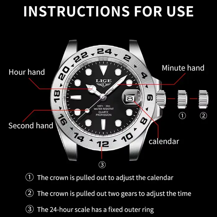 Montre Homme LIGE Tendance : Montre Sportive de Luxe pour Hommes