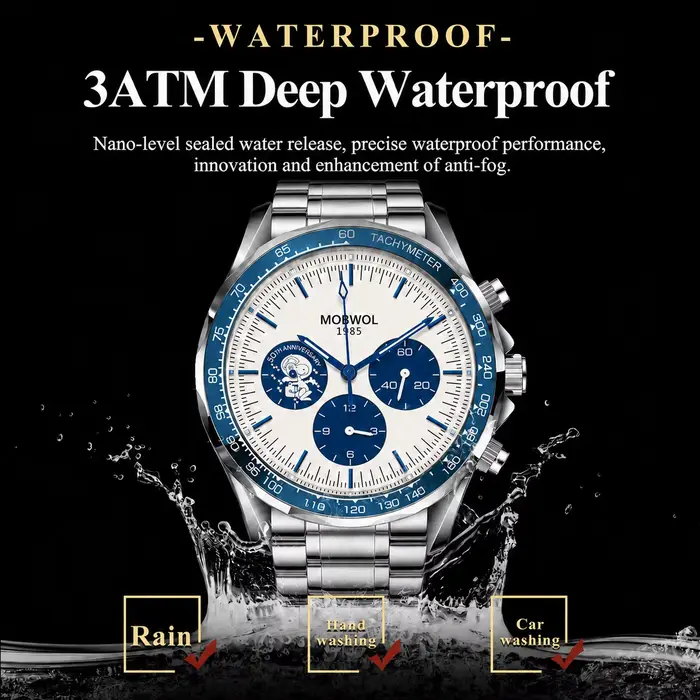 Montre à Quartz Luxe MOBWOL 2026 Acier Inoxydable Bracelet Pour Hommes Occasions Sportives et Affaires
