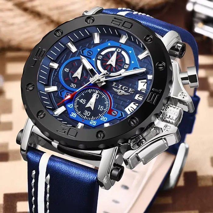 Montre LIGE 2025 Quartz Hommes Luxe Design Grand Cadran Élégant Occasions Spéciales
