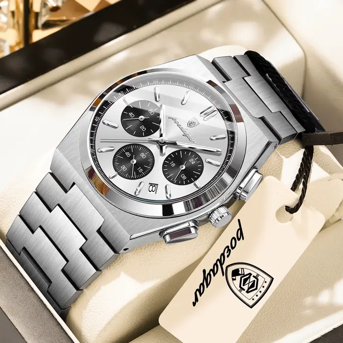 Montre chronographe pour homme POEDAGAR, date, acier inoxydable, classique, étanche, lumineuse, quar