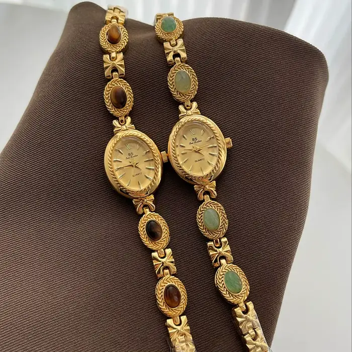 Montre vintage pour femmes bracelet émeraude montre à chaîne quartz étanche usage quotidien vacances