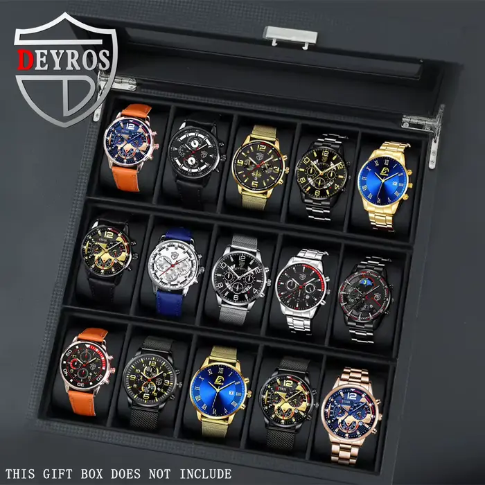 DEYROS vente chaude 15 pièces/ensemble montres pour hommes, bracelet de montre en alliage, montre-br