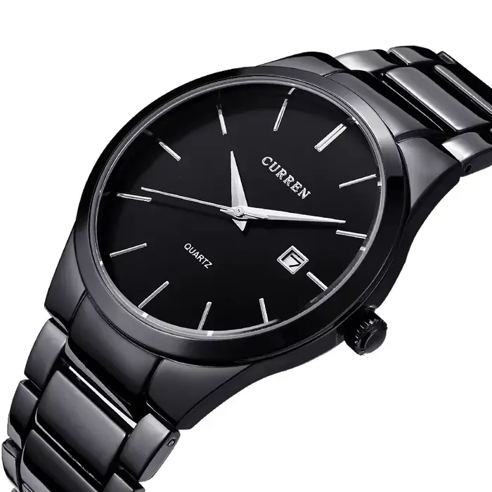 Noir Curren Top marque affaires hommes mâle montre de luxe décontracté entièrement en acier calendrier montres à quartz