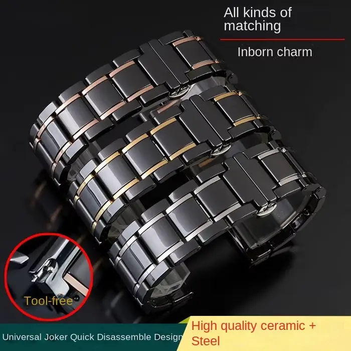Bracelet de montre en céramique pour hommes et femmes
