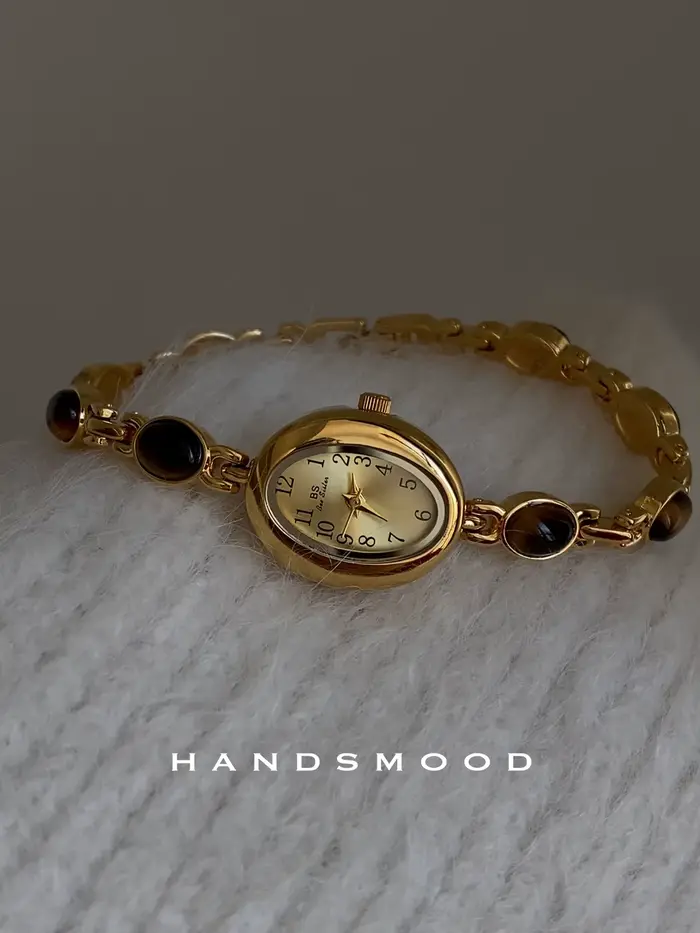 Montre à Quartz Luxe en Laiton avec Incrustations de Pierres Précieuses pour Femmes Occasions Spéciales