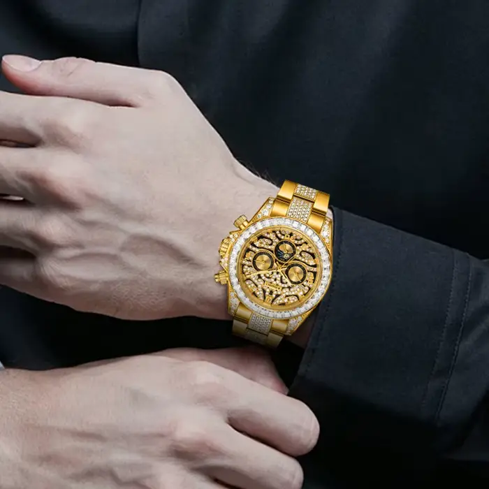 WISHDOIT – montre mécanique de luxe en or incrustée de diamants