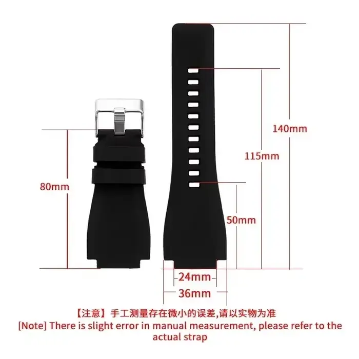 Bracelets de montre en silicone souple sans poussière pour Bell Ross