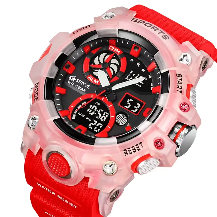 Montres sportives pour hommes STRYVE 2026 à double fuseau horaire montre numérique résistante à l'eau et aux chocs pour activités sportives et voyages