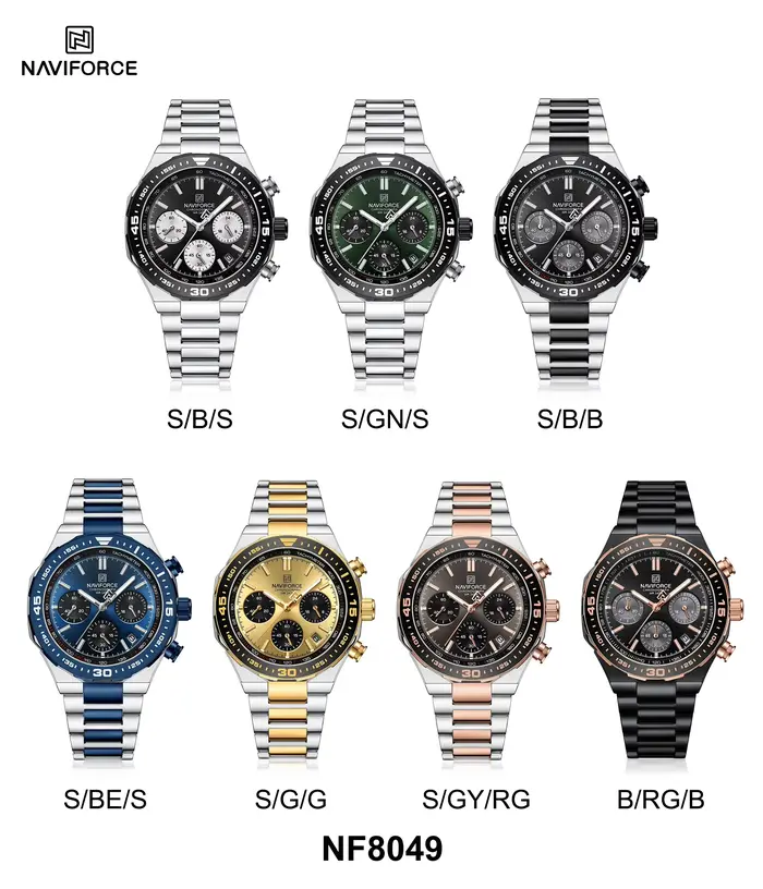 NAVIFORCE Top marque mode Original hommes montre Sport luxe chronographe étanche horloge en acier inoxydable Quartz homme montre-bracelet