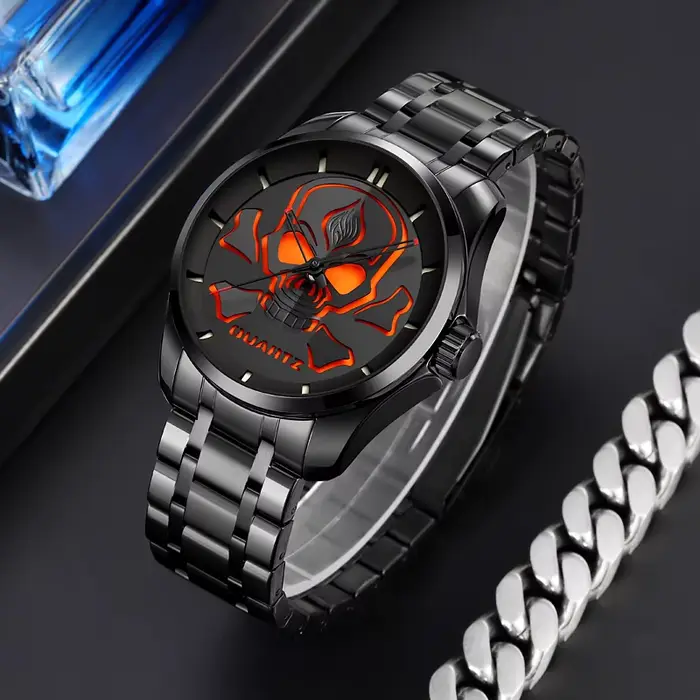 Montre Quartz Décontractée et Tendance pour Homme, Style Moderne, Étanche, Bracelet Acier Inoxydable, Idéal Pour Occasions Spéciales, Polyvalente, Parfait Pour Soi-même Ou Comme Cadeau