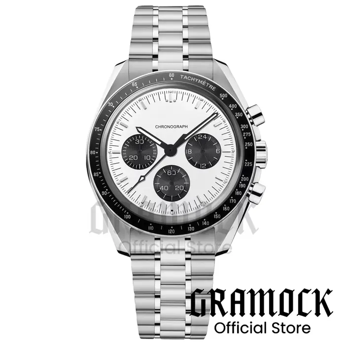 Montre multifonction à quartz VK63A pour homme résistante à l'eau avec affichage de la vitesse et de la phase de la lune occasions spéciales et quotidiennes