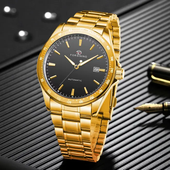Forsining Business montre mécanique automatique pour hommes calendrier haut de gamme bracelet en acier inoxydable mode