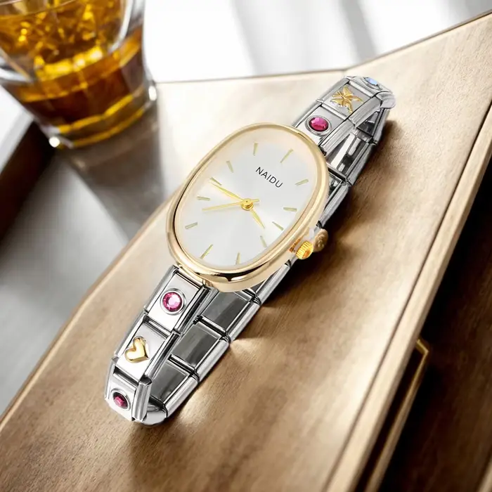 GEMOSA moderne ovale décontracté Vintage Design montres à Quartz femmes dames en acier inoxydable largeur 9mm bracelet fête anniversaire cadeau parfait