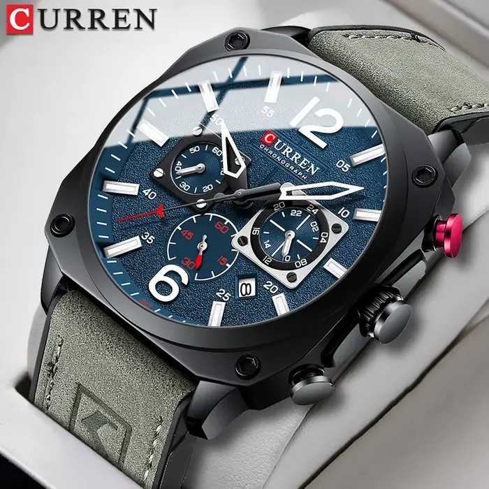 CURREN – montre chronographe carrée vintage pour hommes