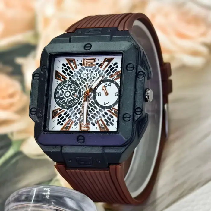 Nouvelle Montre de Luxe Carrée en Silicone pour Homme