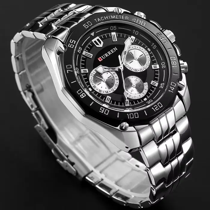Montres CURREN 8077 pour hommes avec bracelet en acier inoxydable