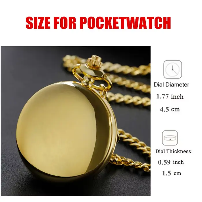 Montre de poche à quartz classique vintage doré avec chiffres arabes et chaîne réglable - Accessoire de mode rond pour hommes