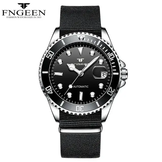 2024 FNGEEN 9001 marque de luxe hommes montre en acier Tourbillon squelette montres mécaniques lumineux automatique Date diamant montre-bracelet