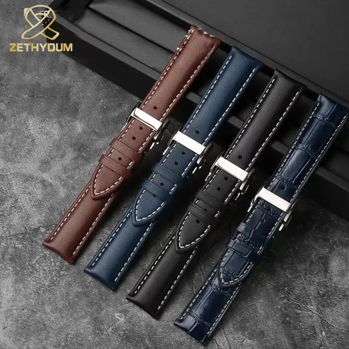 Bracelet de Montre en Cuir group Bleu
