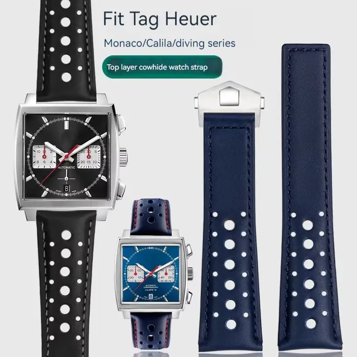 Bracelet de montre-bracelet en cuir véritable pour homme