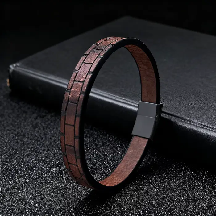 Bracelet en cuir multicolore pour hommes, fermoir minimaliste en acier inoxydable, bijoux à la mode,
