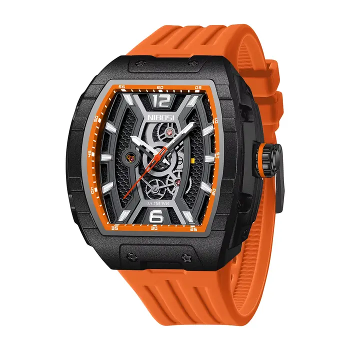 Montre NIBOSI Squelette Hommes Luxe Chronographe Quartz Étanche Mode Punk Occasions Spéciales