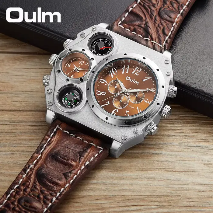Montre sport Oulm avec mouvement à quartz et design unique pour homme, résistante aux chocs, convient pour les affaires, loisirs et activités quotidiennes