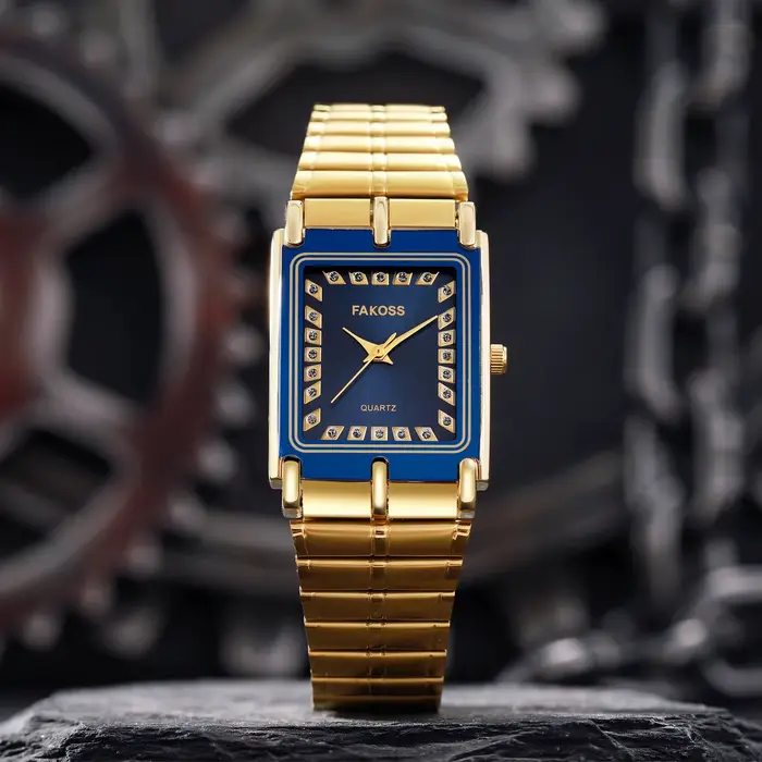 Montre de luxe en or homme horloge masculine étanche acier inoxydable carrée à quartz nouvelle collection occasions spéciales