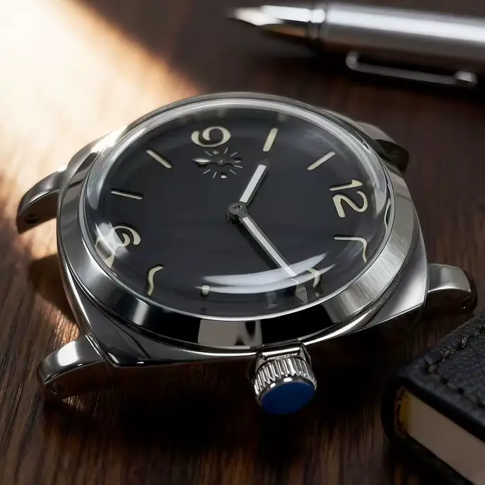 Cadran sandwich noir vert lumineux avec chiffres verts montre mécanique à remontage manuel pour homme occasions spéciales robuste élégant