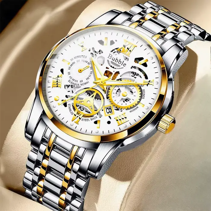 Montre rétro pour hommes bracelet en acier inoxydable affichage chiffre romain étanche pour toutes occasions style élégant et décontracté