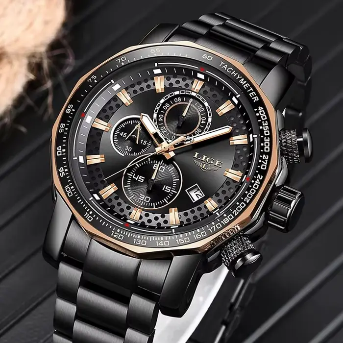 Nouveau Sport Chronographe Hommes Montres Top Marque De Luxe En Acier Plein Quartz Horloge Étanche Grand Cadran Montre