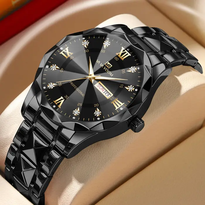 Montre homme quartz Rivet bracelet acier inoxydable résistance eau 3 bars bronze café ivoire multicolore rose occasionnels affaires