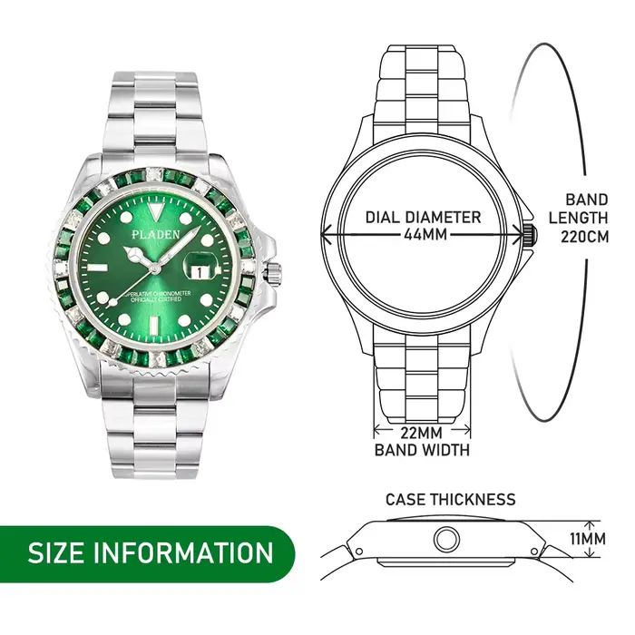 Montre de Luxe Verte sur Mesure pour Homme
