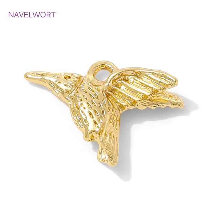Pendentif à breloques colibri en laiton plaqué or 18 carats