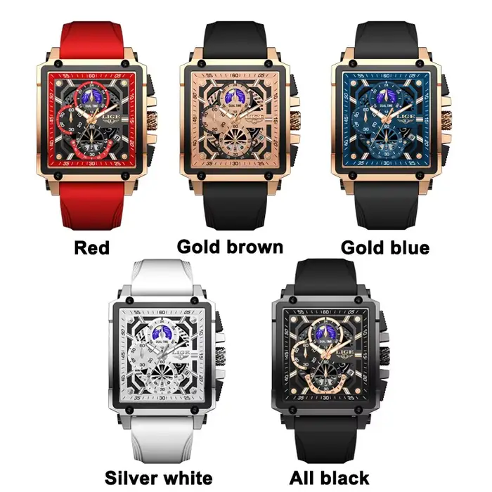 Montre-bracelet de sport étanche en silicone pour homme