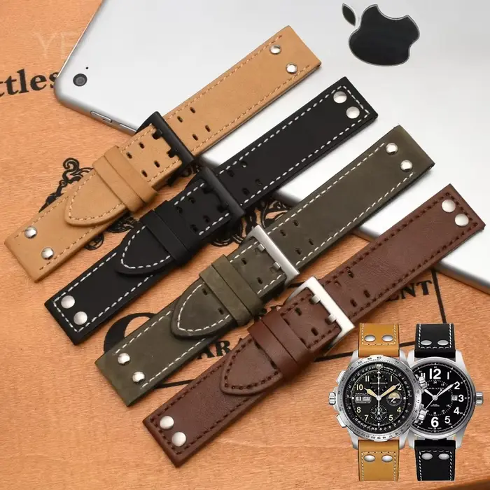 Pour Hamilton H 760250 Bracelet de montre en cuir de vache véritable