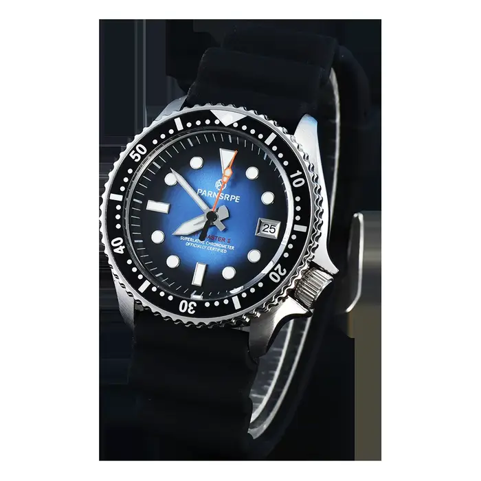 Montre de plongée homme cadran bleu éclaté mouvement NH35 automate quartz saphir résistante à l'eau bracelet silicone occassions spéciales