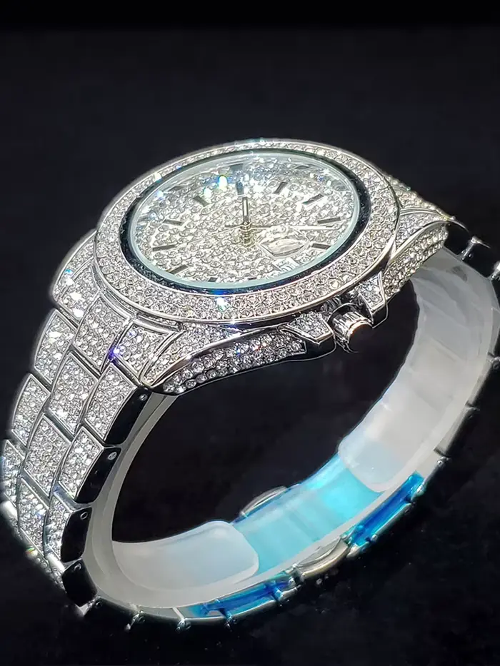 Montre à Quartz pour Hommes Luxe avec Calendrier Complet, Luminosité des Aiguilles, Fermoir Caché à Bouton-Poussoir Occasions Spéciales