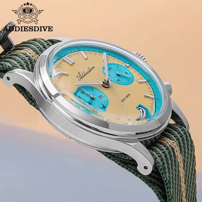 ADDIESDIVE 2025 nouvelle montre pour hommes 60min chronographe Quartz montre-bracelet bulle miroir verre lumineux